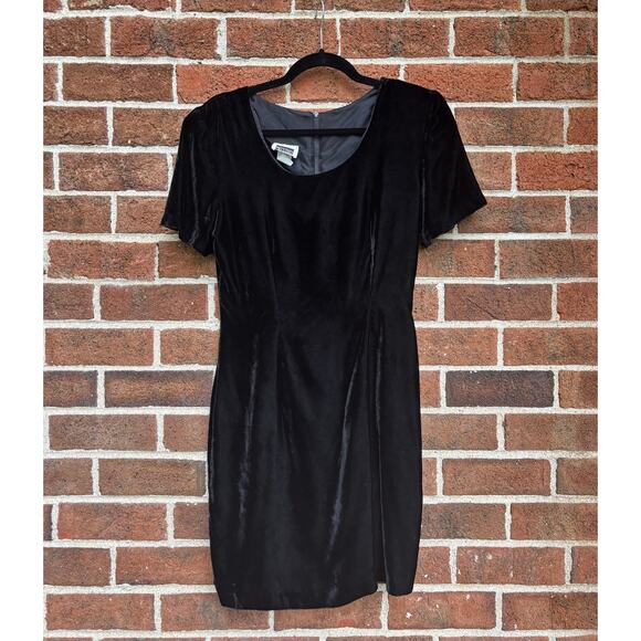 Vintage 1980s CFTC Studio Black Velvet Mini Dress LBD AS IS - Picture 1 of 11